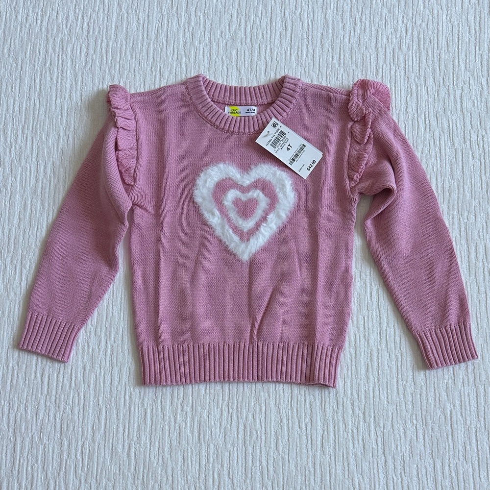 Epic Threads Pink Sweater with Heart Design NWT